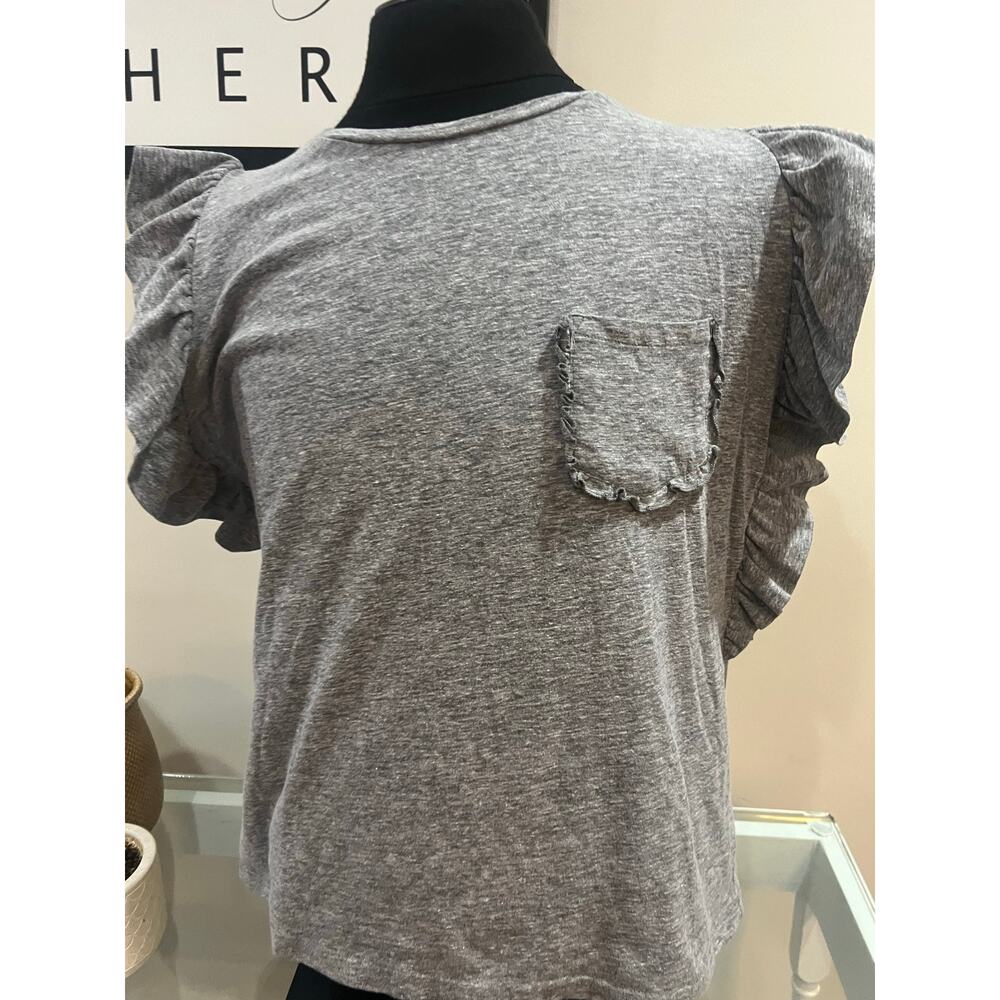 Grey Ruffle Sleeve Tank with Pocket